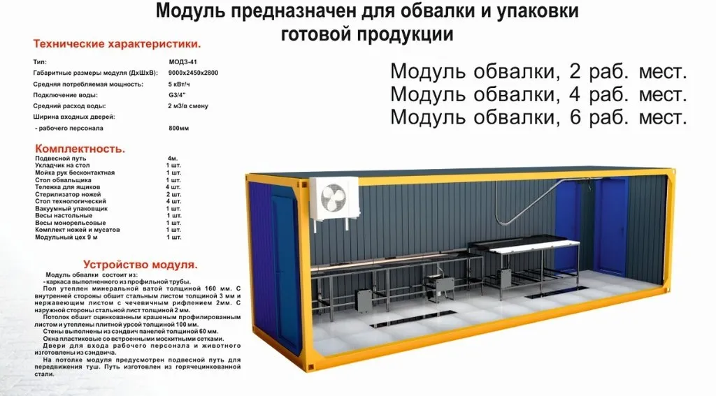 модульный цех обвалки в Волгограде