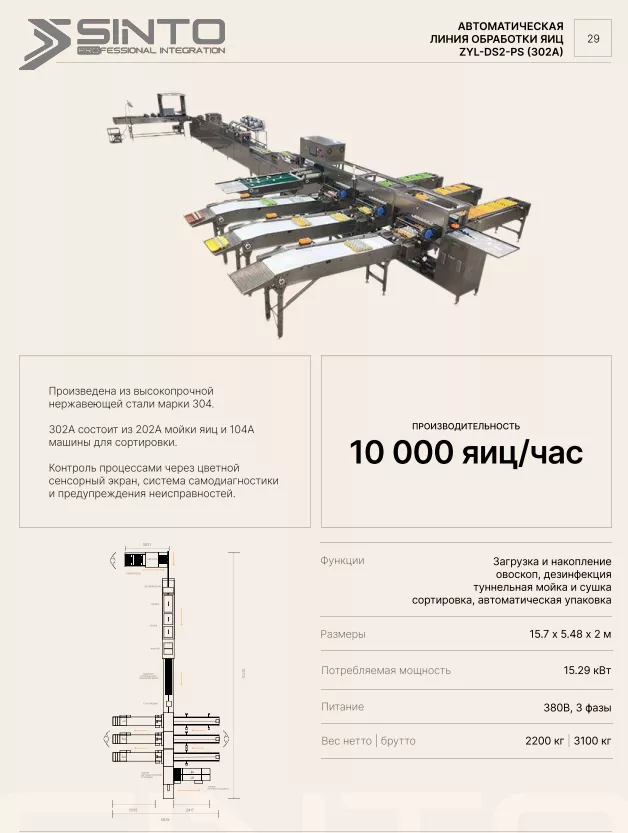 автоматическая линия мойки яиц 302а