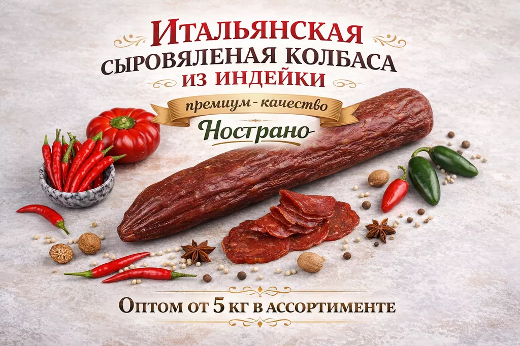 фотография продукта Сыровяленая колбаса из индейки оптом 