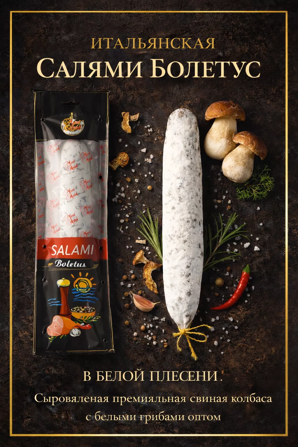 фотография продукта Салями в белой плесени с белыми грибами